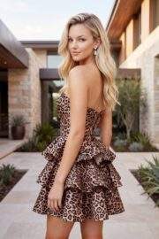 LEOPARD PRINT TIERED RUFFLE CORSET MINI DRESS - Image 2