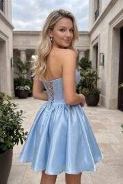 STRAPLESS CORSET SATIN A LINE MINI DRESS - Image 2