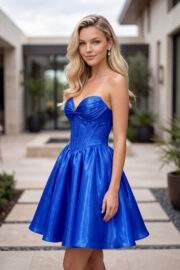 STRAPLESS CORSET SATIN A LINE MINI DRESS - Image 5