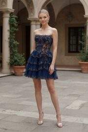SEQUIN CORSET TIERED RUFFLE MINI DRESS - Image 3