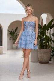 SEQUIN CORSET TIERED RUFFLE MINI DRESS - Image 5