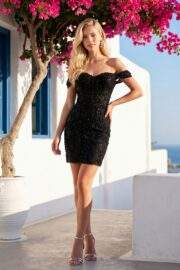 BEADED OFF SHOULDER MINI COCKTAIL DRESS - Image 3