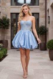 LACE CORSET BUBBLE HEM MINI DRESS - Image 3
