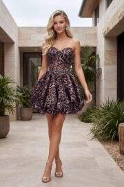 LEOPARD CORSET BUBBLE HEM MINI DRESS