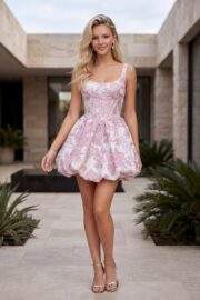 FLORAL JACQUARD CORSET BUBBLE HEM MINI DRESS - Image 3