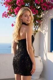 BEADED FLORAL CORSET MINI DRESS WITH CHOKER - Image 4
