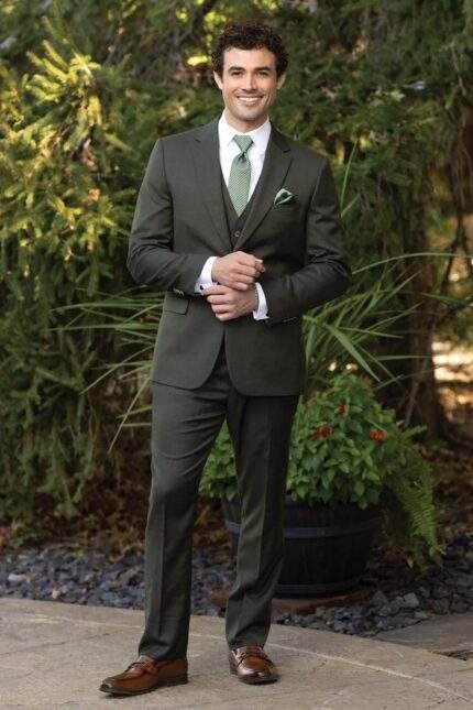 Olive Stretch Suit